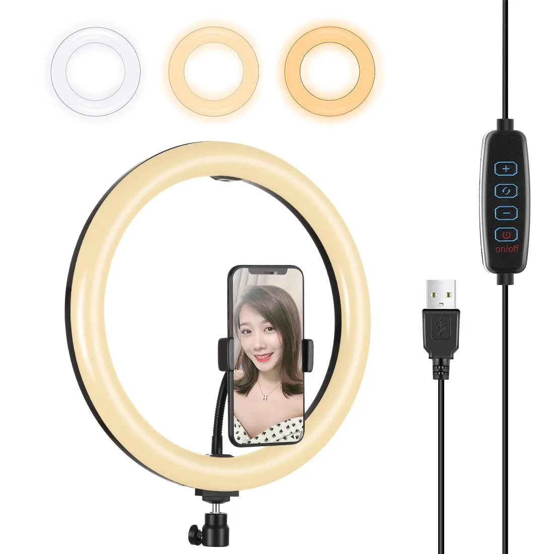 30cm Usb Dual Colour Led Ring Light with Phone Clamp
