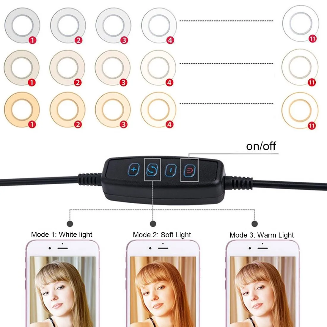 360 Degree Flexible Selfie Ring Light with Phone Holder for Live Streaming
