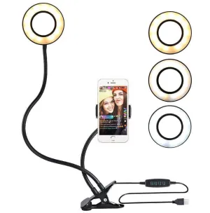 360 Degree Flexible Selfie Ring Light with Phone Holder for Live Streaming