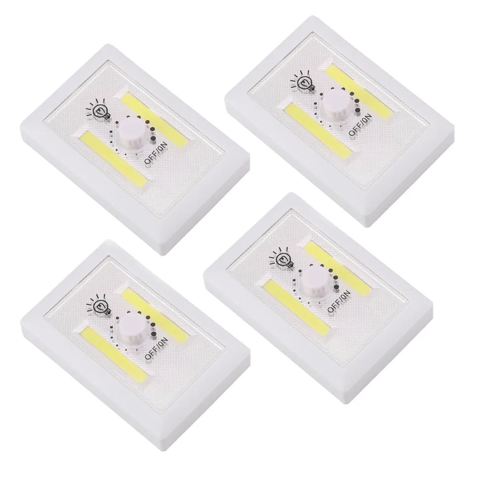 4Pk COB Night Light LED Cordless Dimmer 240 Lumen Wall Closet Battery Powered