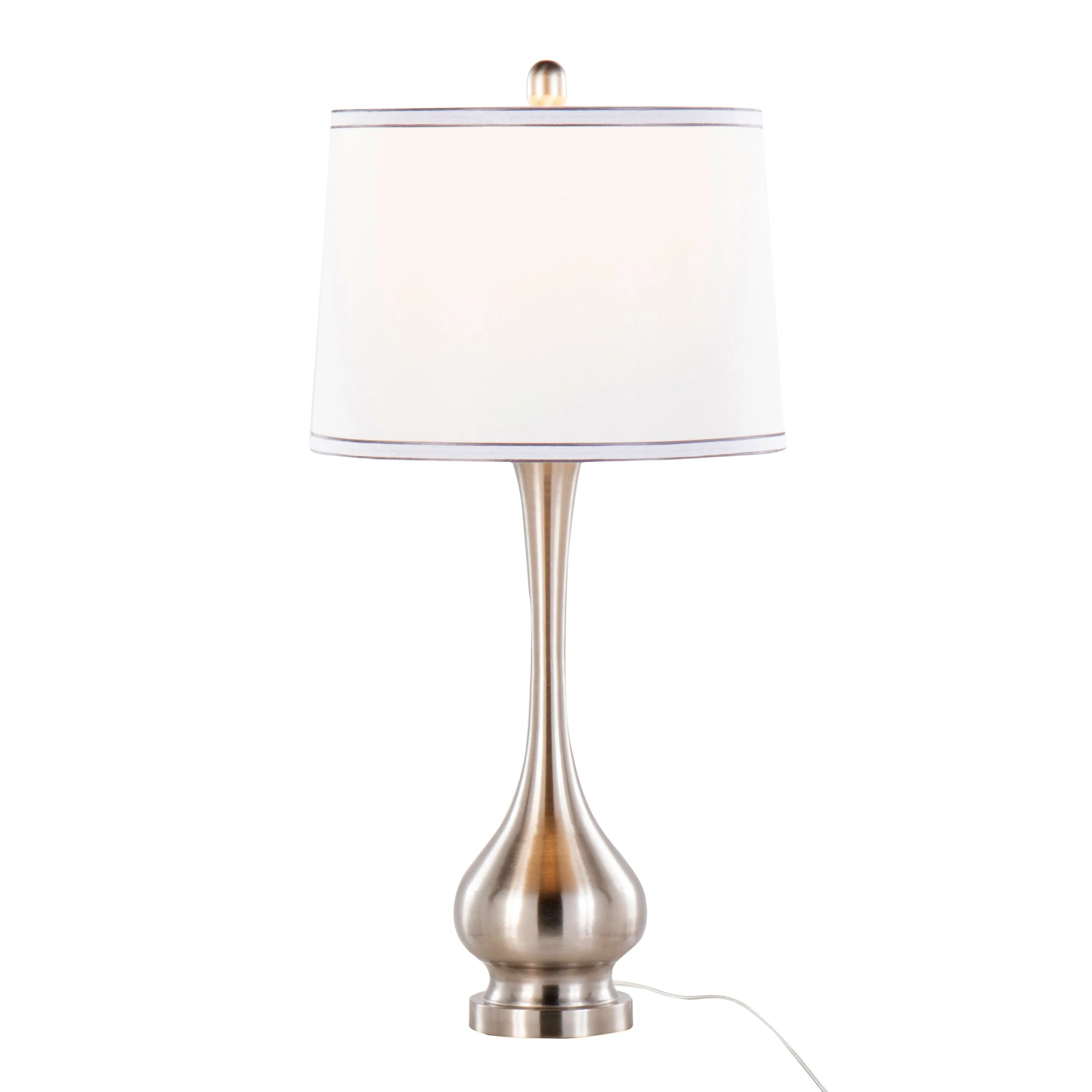 Cairo - Contemporary Table Lamp (Set of 2) - Nickel / White / Silver Trim by Couch.com