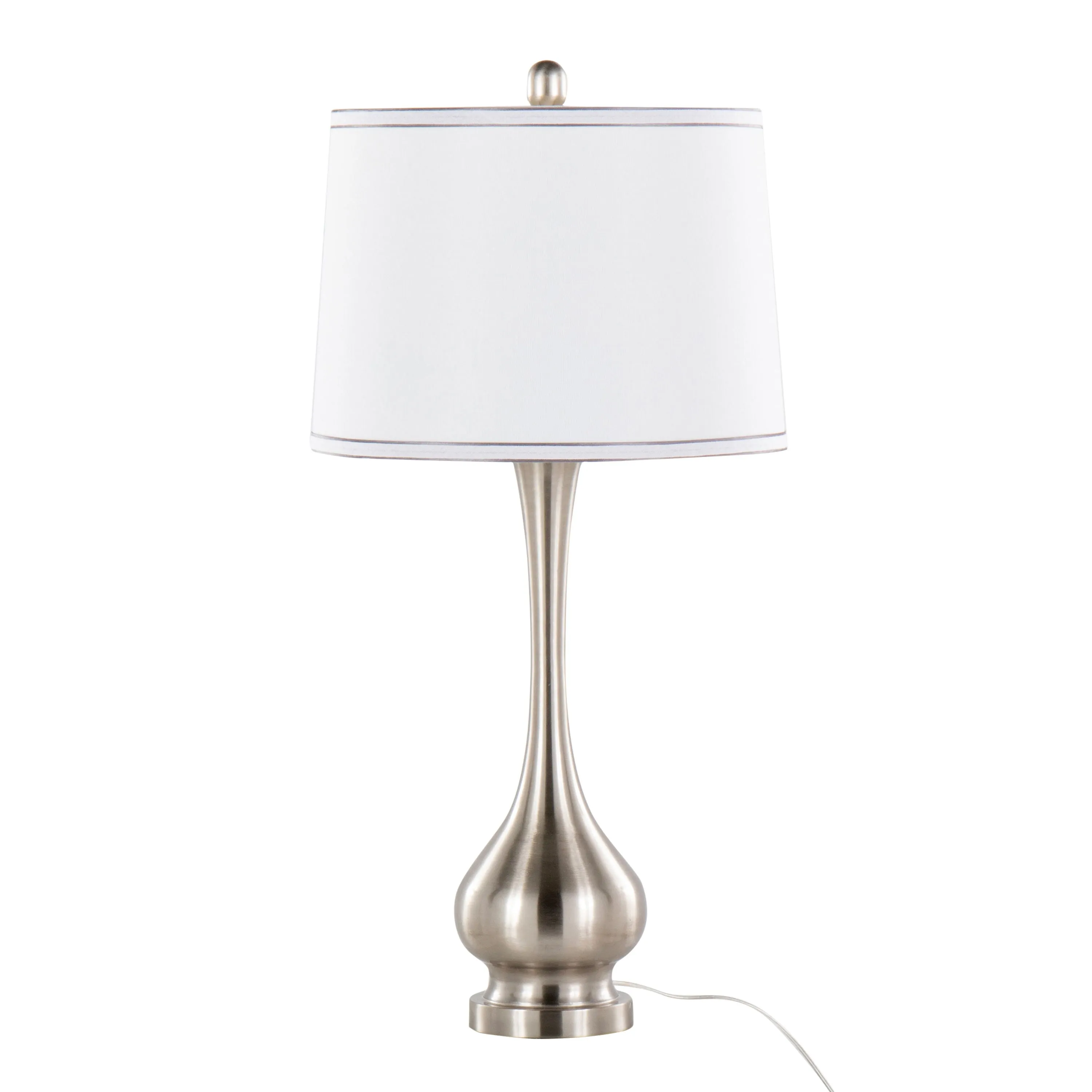 Cairo - Contemporary Table Lamp (Set of 2) - Nickel / White / Silver Trim by Couch.com