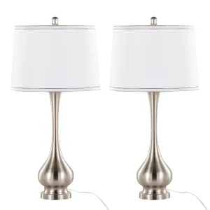 Cairo - Contemporary Table Lamp (Set of 2) - Nickel / White / Silver Trim by Couch.com