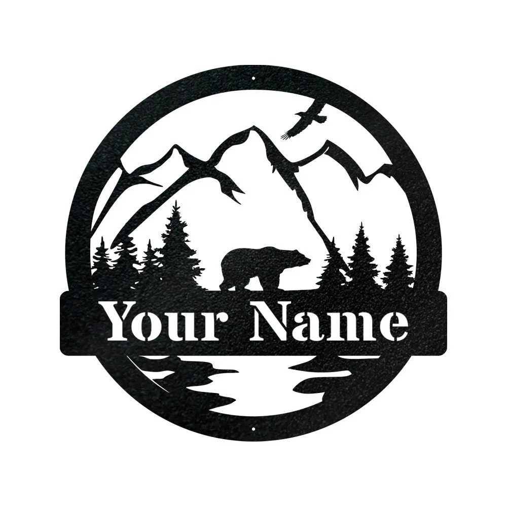 Custom Bear Metal Sign - Personalized Bear Wall Art - Outdoor Decor Metal Wall Art - Metal Signs For Home