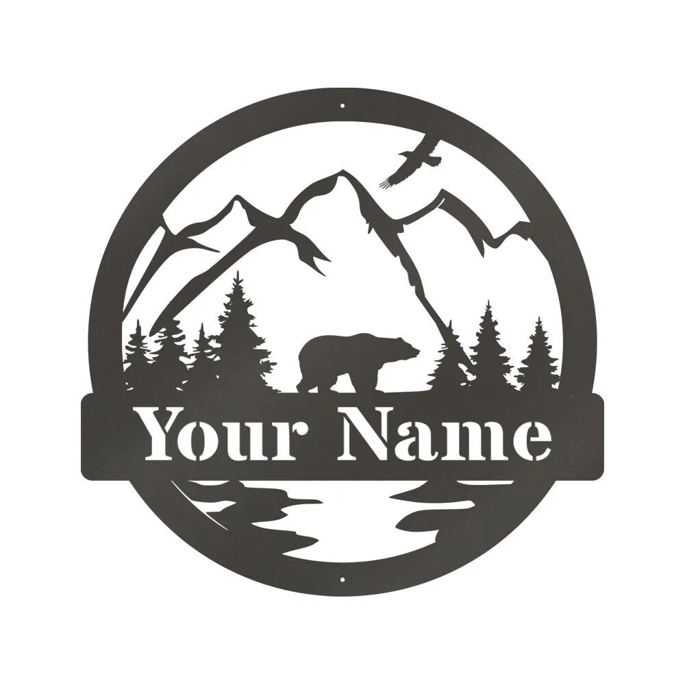 Custom Bear Metal Sign - Personalized Bear Wall Art - Outdoor Decor Metal Wall Art - Metal Signs For Home