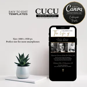 Elegant Celebration of Life Funeral Template Card