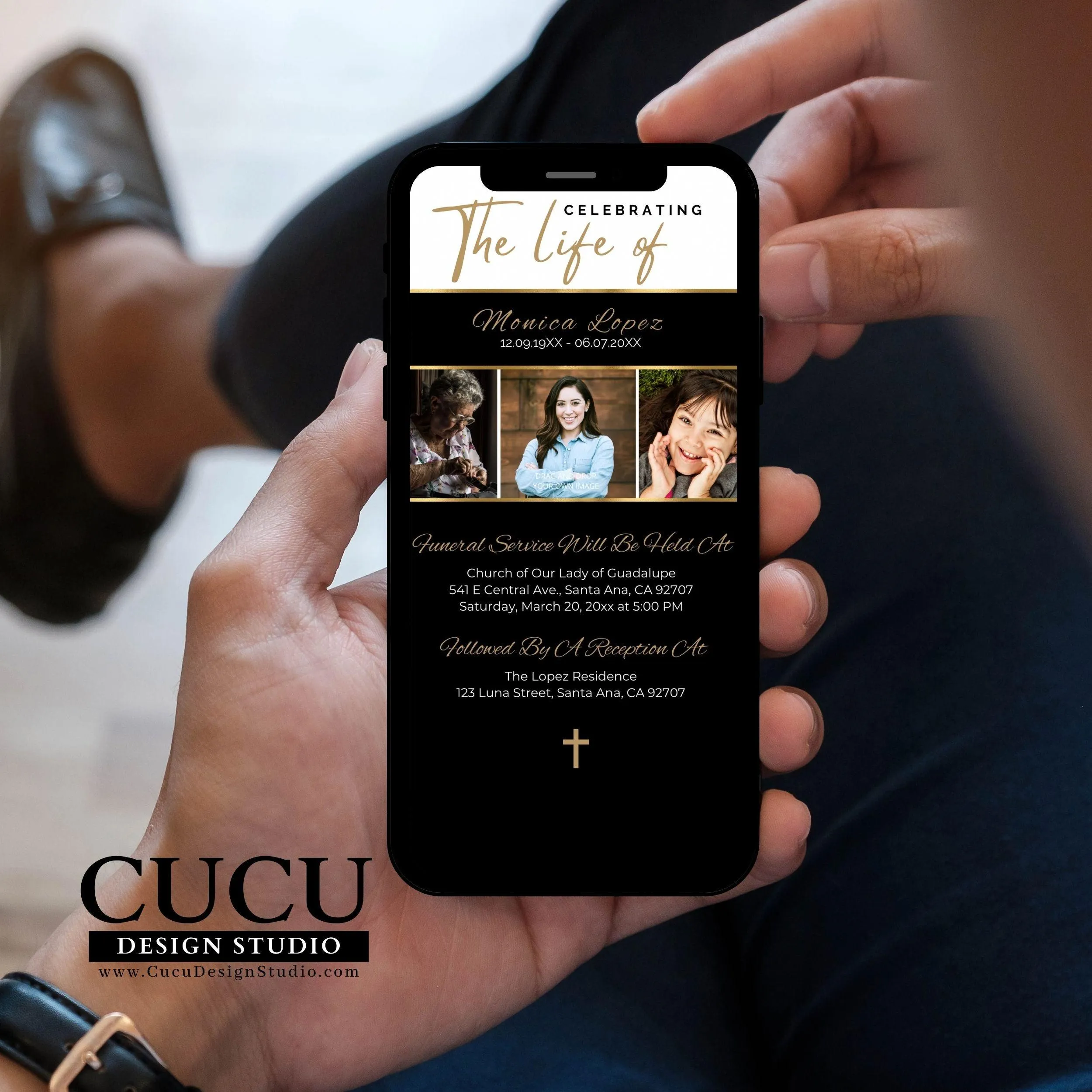 Elegant Celebration of Life Funeral Template Card