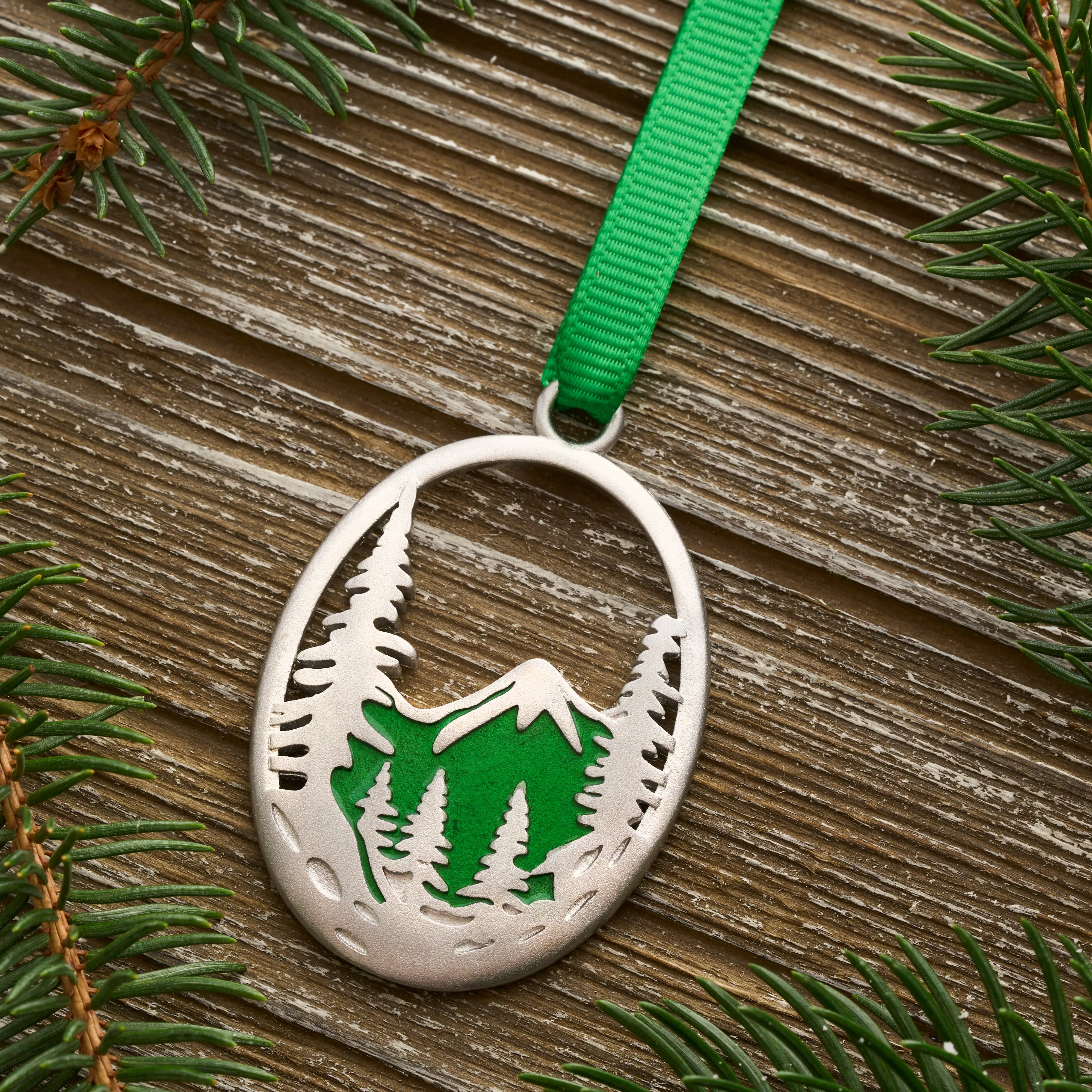Evergreen Forest Mountain Ornament