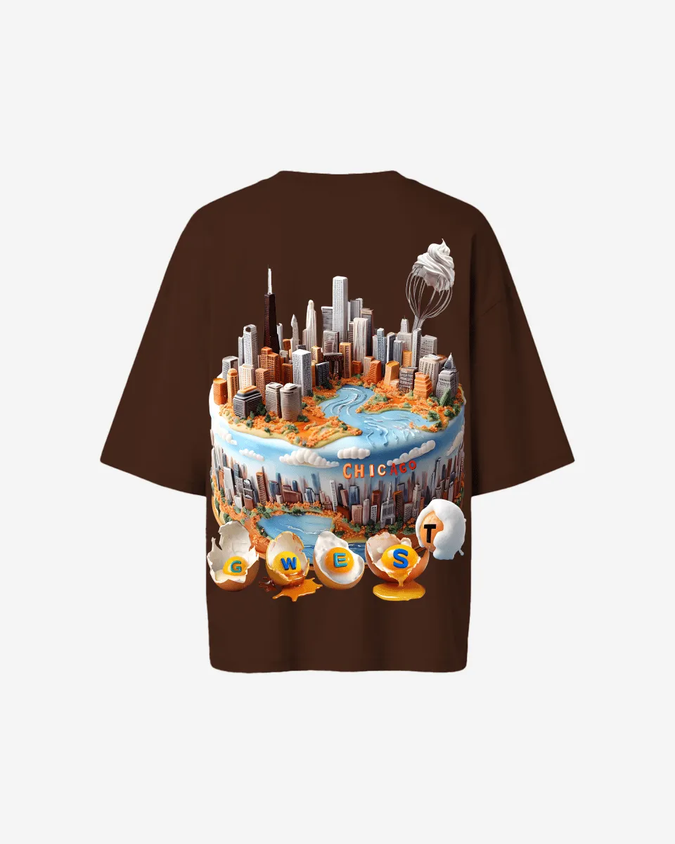 G WEST OVERSIZED CHICAGO CAKE TEE -WOMEN
