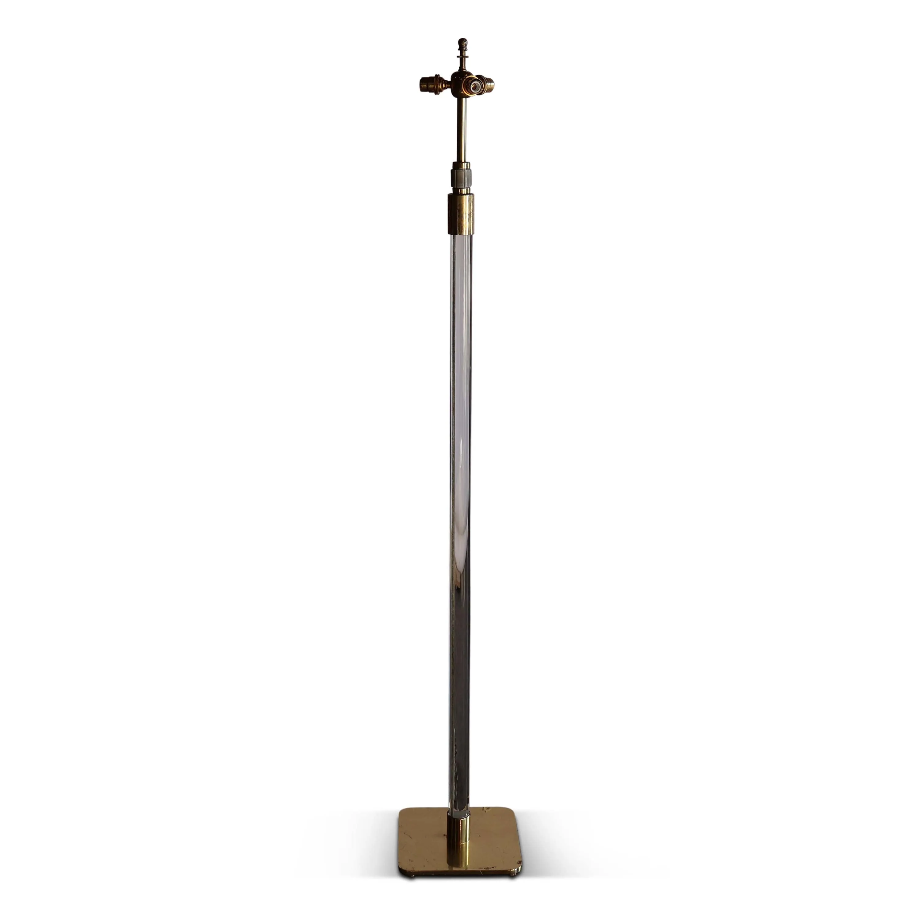 Glass Stemmed and Brass Floor Lamp by Hansen, 1970s. Pair Available