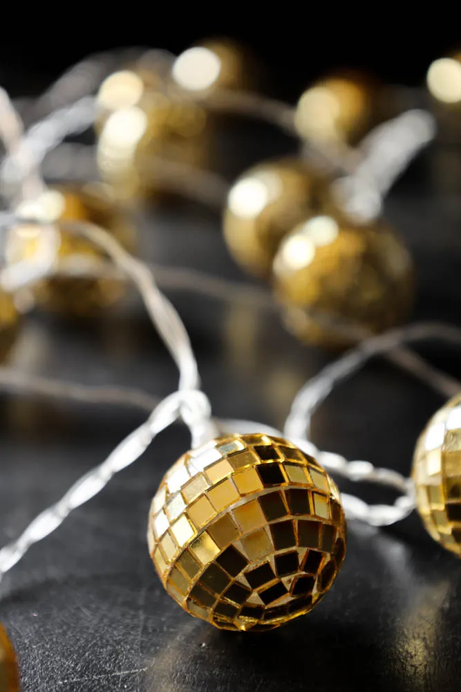 Gold Disco Ball Fairy Lights