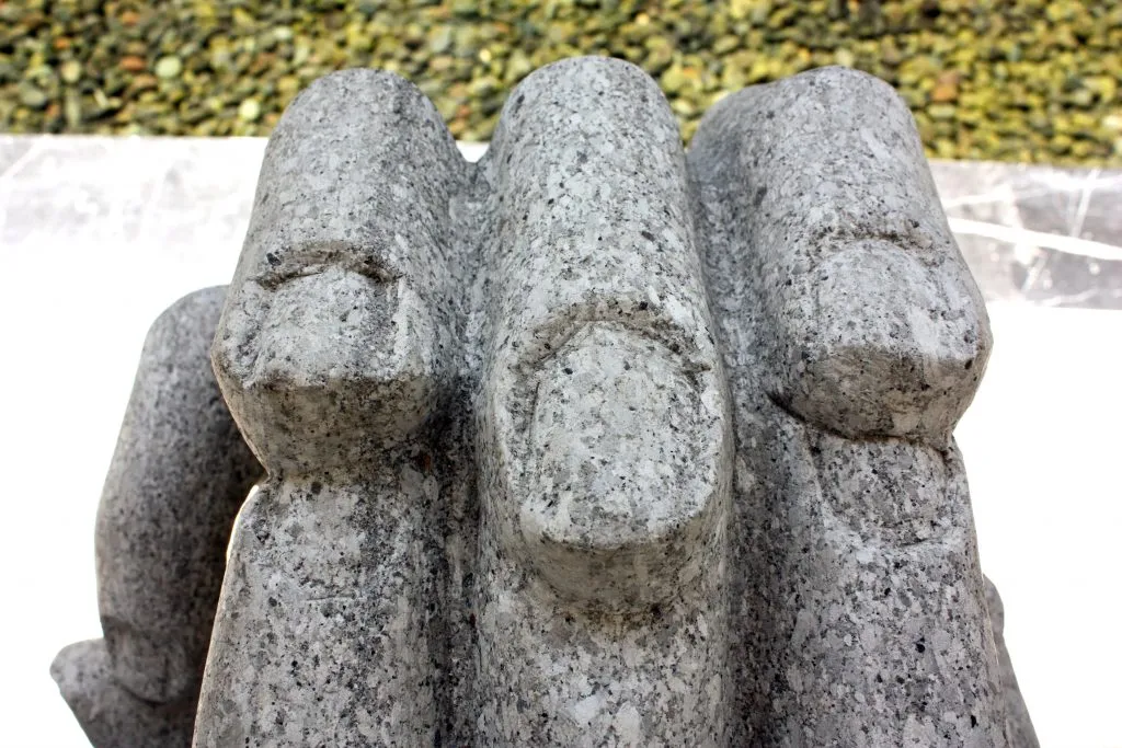 Hand Carved Sandstone Two Hands Entwined Contemporary Stone Sculpture With Plinth