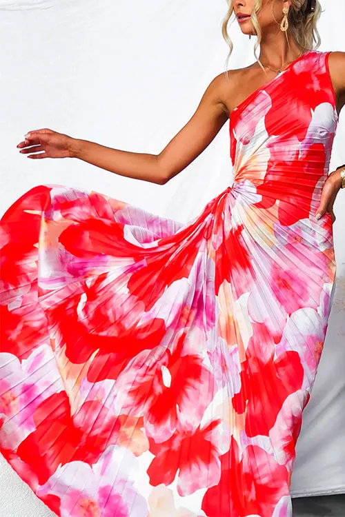 Jennivi  Ruched Abstract Print Maxi Dress