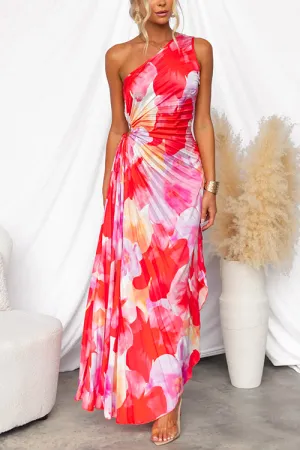 Jennivi  Ruched Abstract Print Maxi Dress
