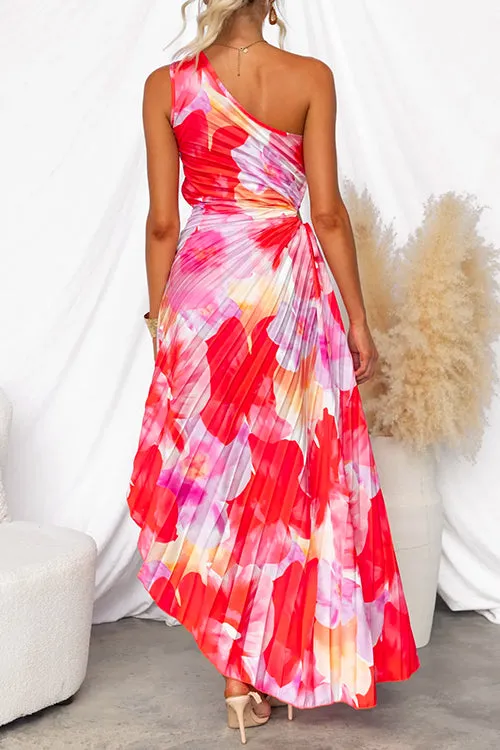 Jennivi  Ruched Abstract Print Maxi Dress
