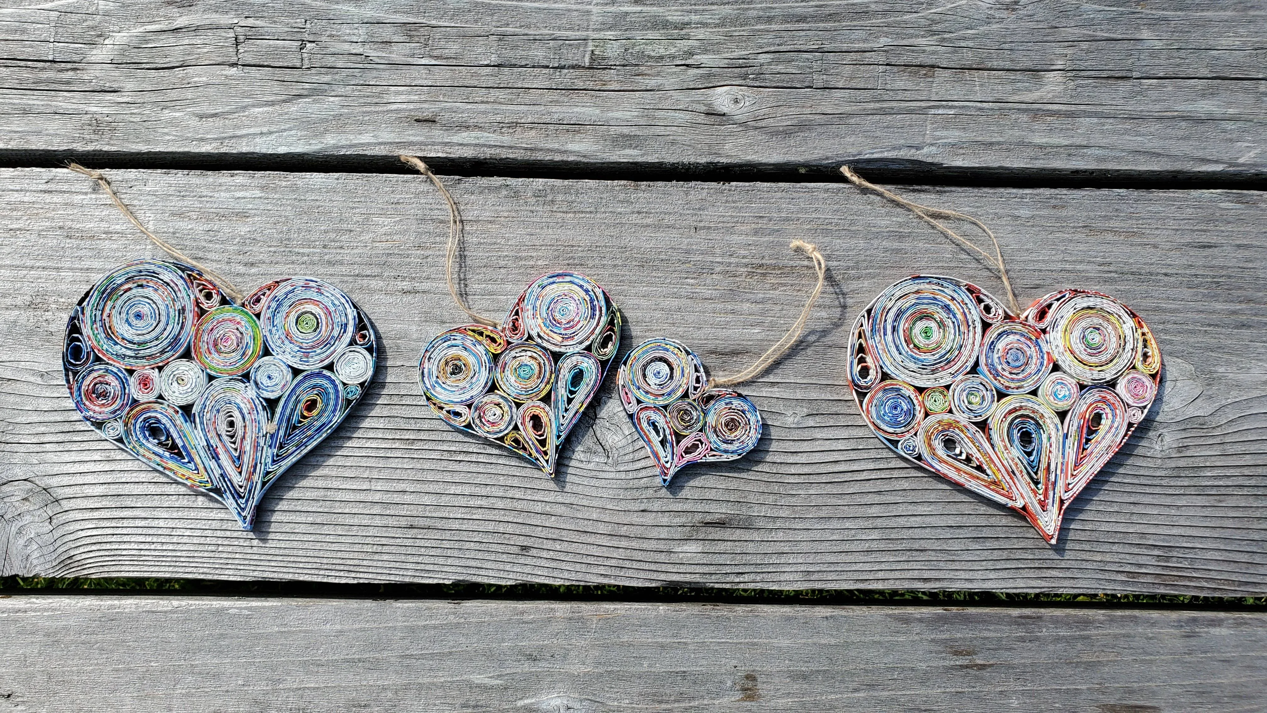 Lopsided Heart Ornament - Recycled Paper: Medium