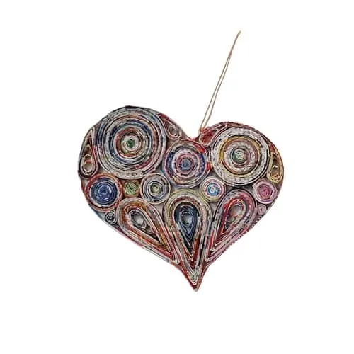 Lopsided Heart Ornament - Recycled Paper: Medium