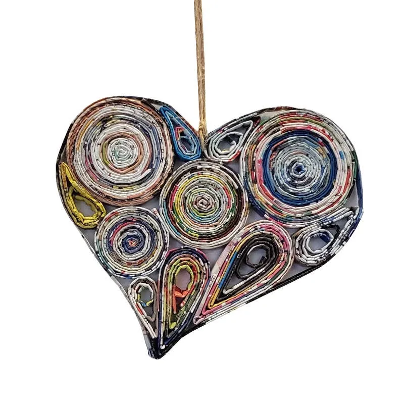Lopsided Heart Ornament - Recycled Paper: Medium