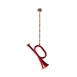Maileg Metal ornament, Trumpet - Red