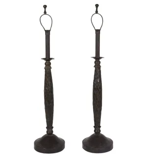 Maitland-Smith Woven Copper Candlestick Lamps, Pair