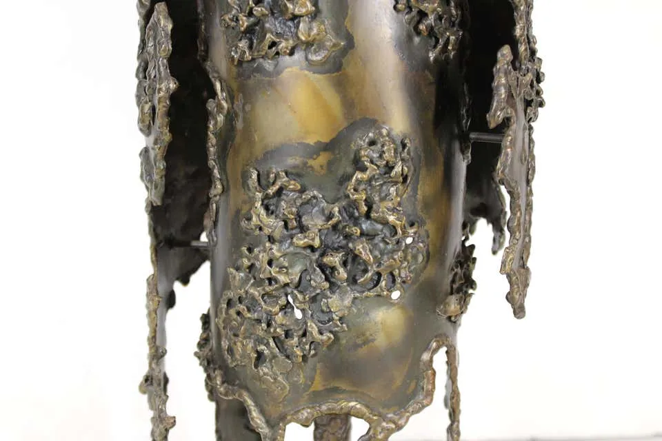 Marcello Fantoni Italian Brutalist Torch Cut Table Lamp