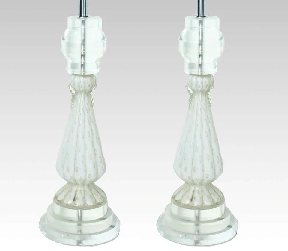 Mid-Century Modern Murano Glass and Lucite Table Lamps