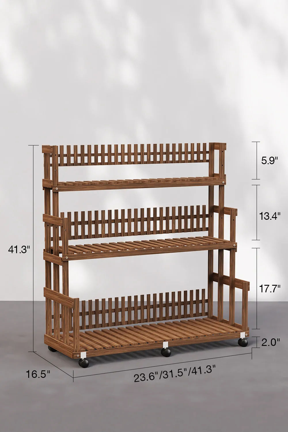 Multi Tier Plant Stand Shelf with Brake Wheels for Garden
