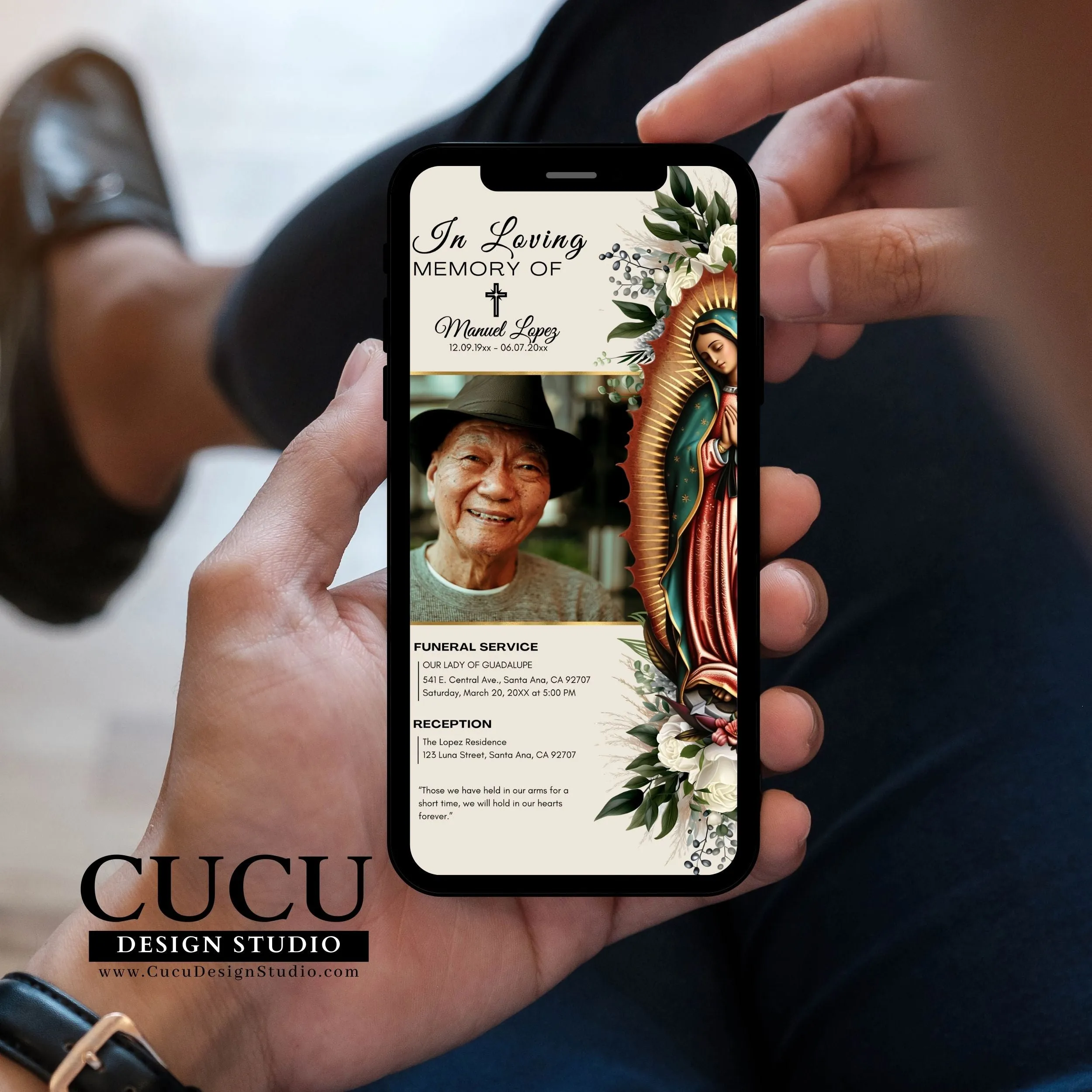 Our Virgin Mary Digital Download Funeral Announcement Template