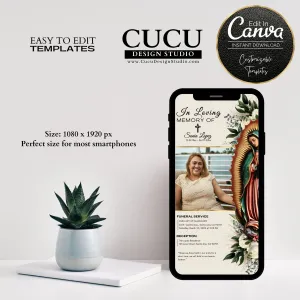 Our Virgin Mary Digital Download Funeral Announcement Template