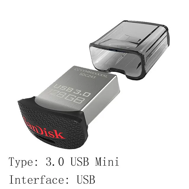 SanDisk FIT USB 3.0 3.1 Flash Drive 128GB 64GB 32GB 16GB 150MBS Bultra Pen Drive USB 3.0 U Disk Pendrive Flashdisk for Computer