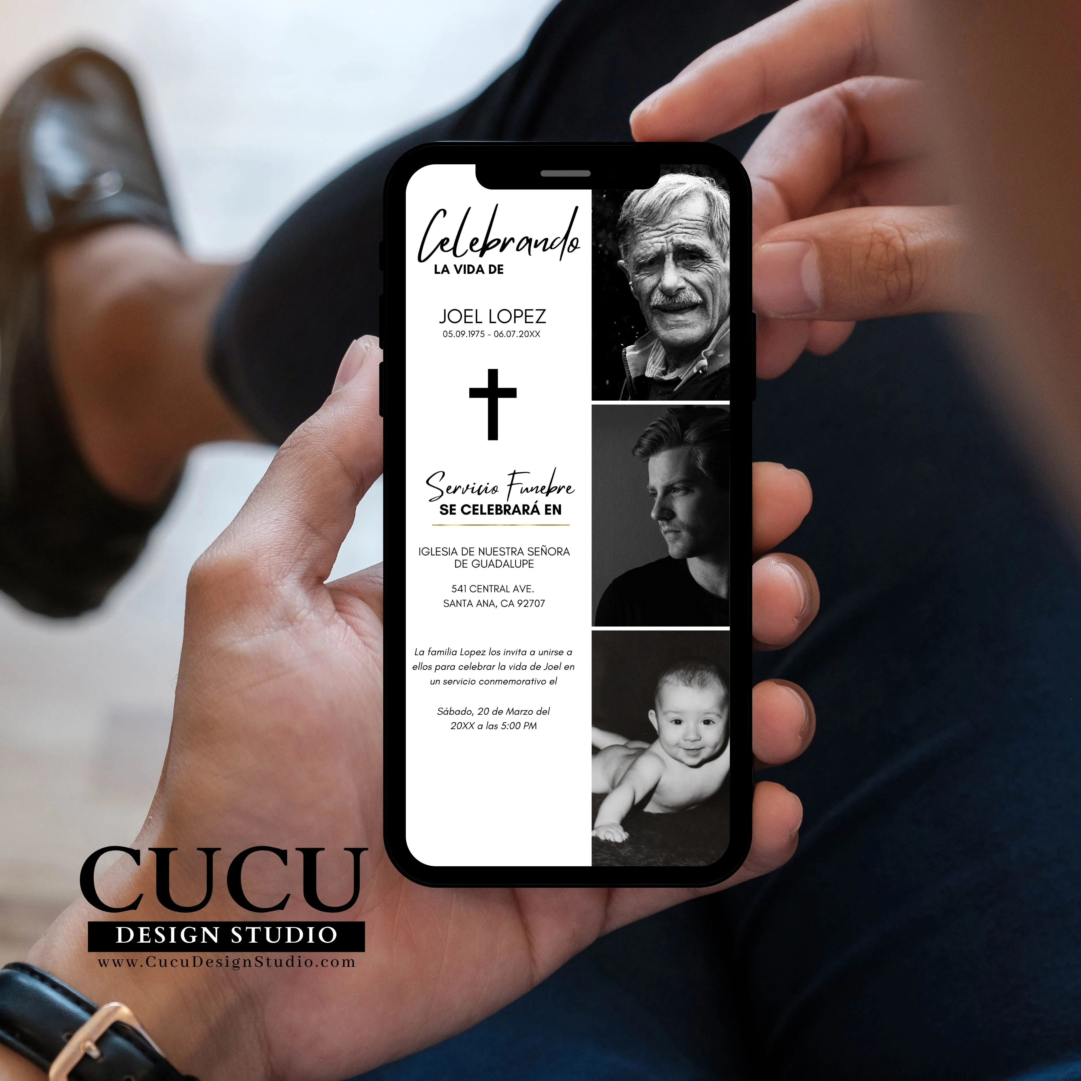 Spanish Electronic Funeral Invitation for Smartphone