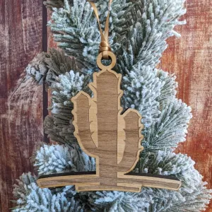 Spiny Wooden Cactus Ornament Made in the USA MZSWT-0111