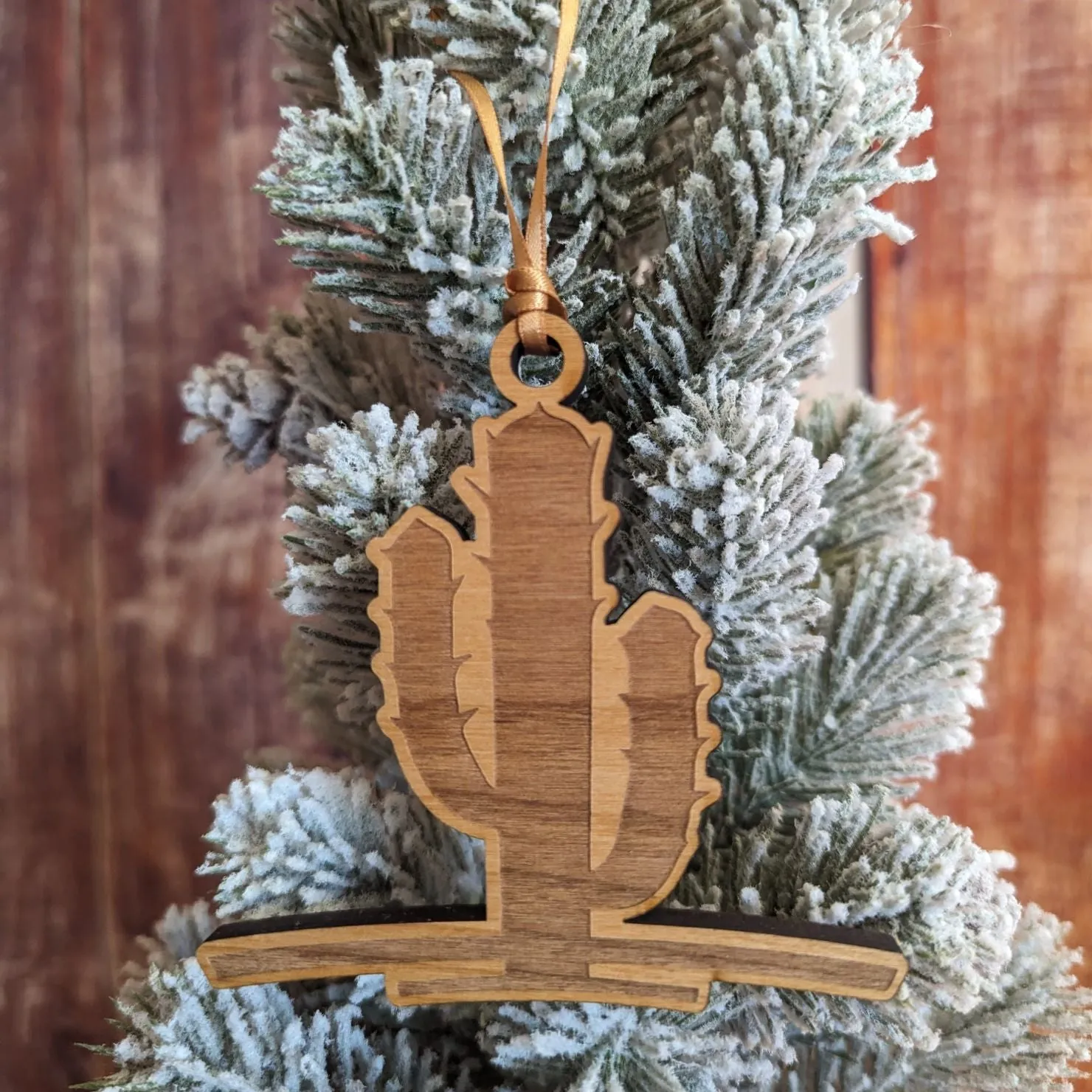 Spiny Wooden Cactus Ornament Made in the USA MZSWT-0111