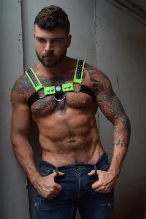 STARLIGHT BULLDOG HARNESS - NEON GREEN