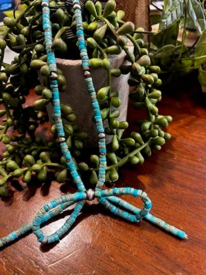 Turquoise 18" Heishi & Varied Sterling Silver Pearl Bow Necklace