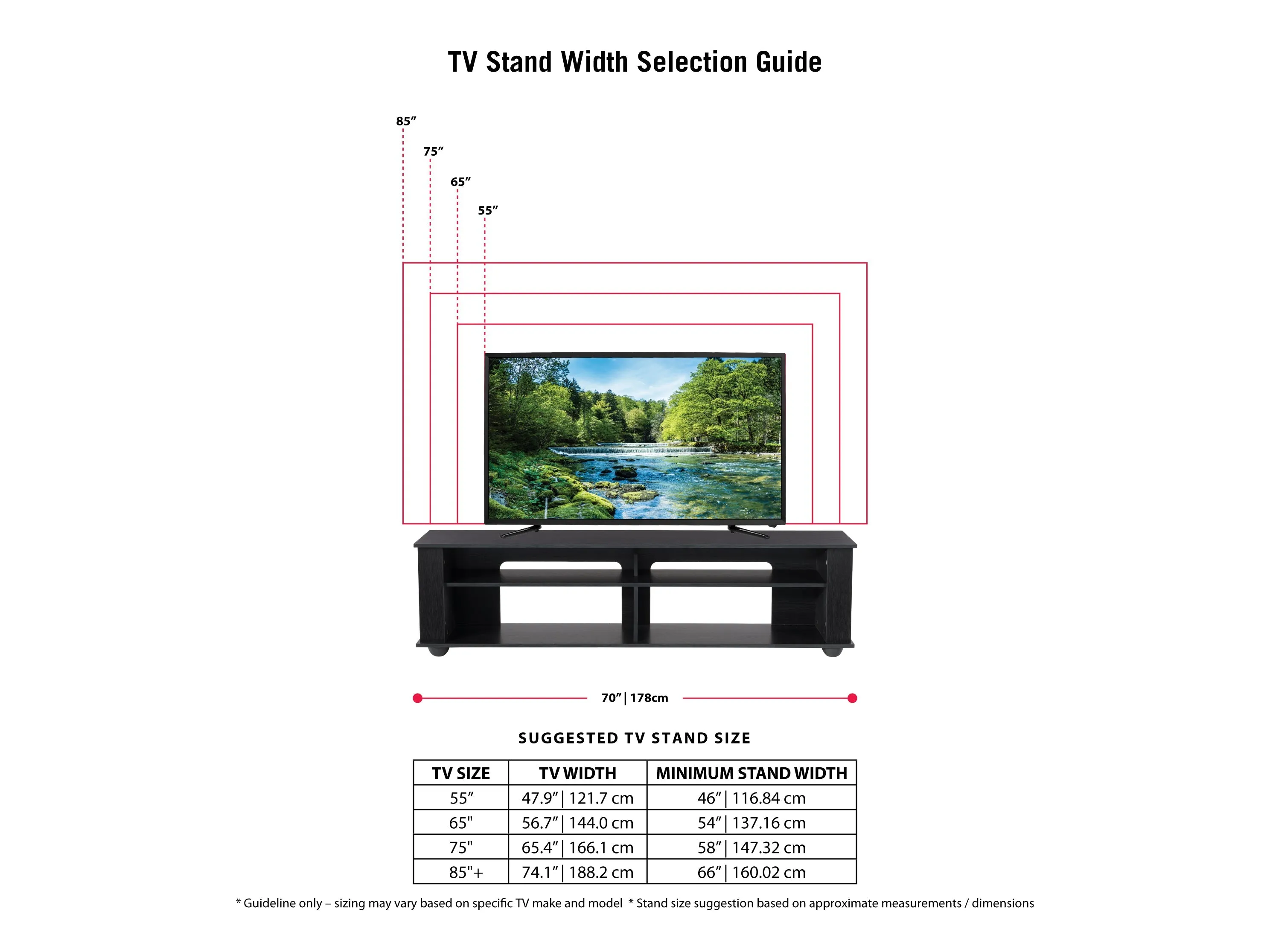 TV Stand Black, TVs up to 85"
