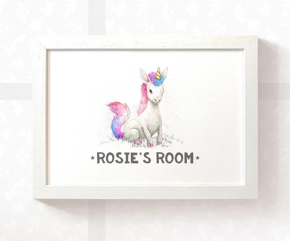 Unicorn Bedroom Sign Name Print