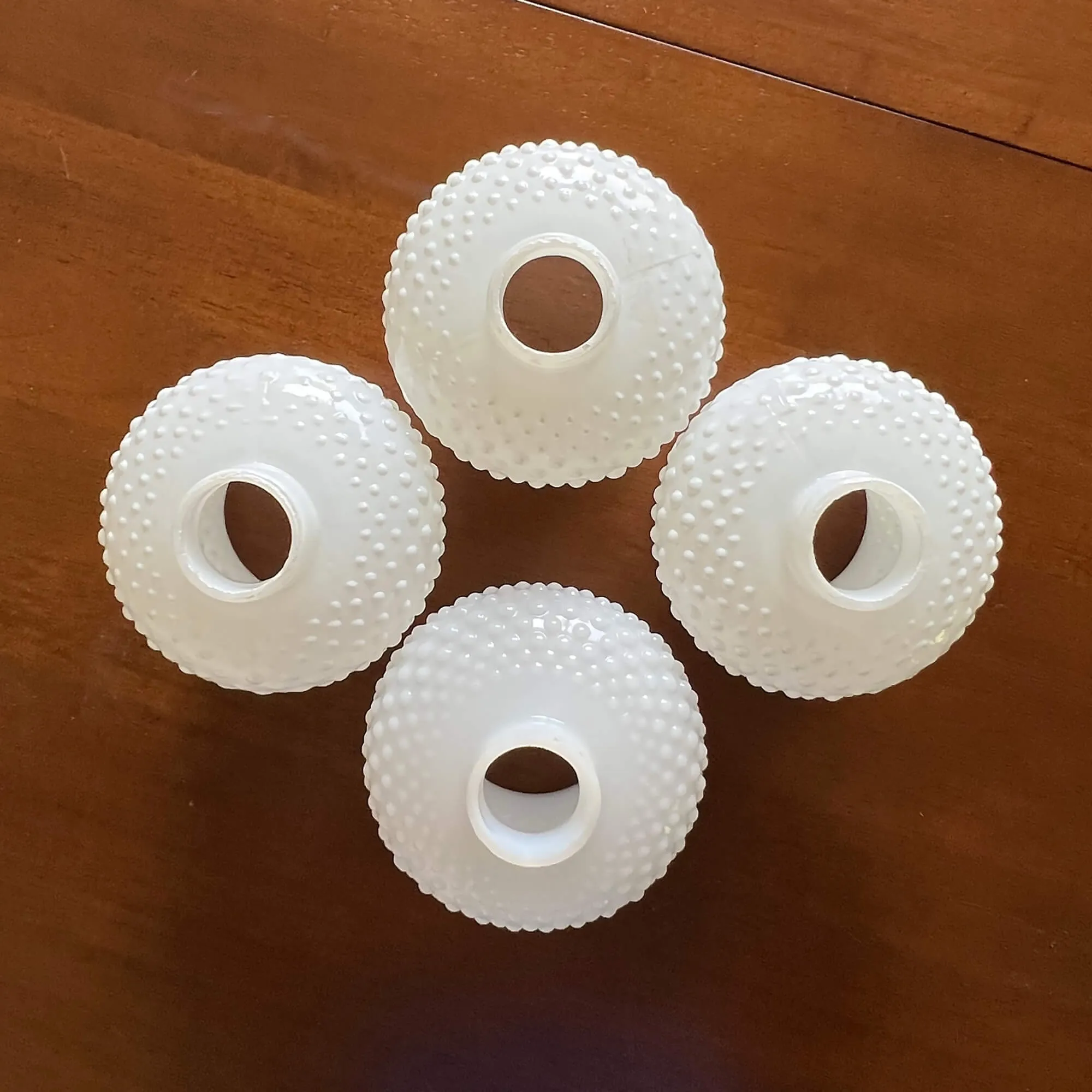 Vintage White Milk Glass Hobnail Glass Lamp Shades
