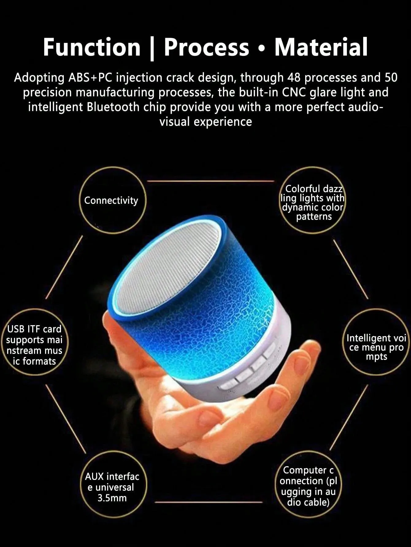 Wireless Mini Speaker with 7-Color LED Light