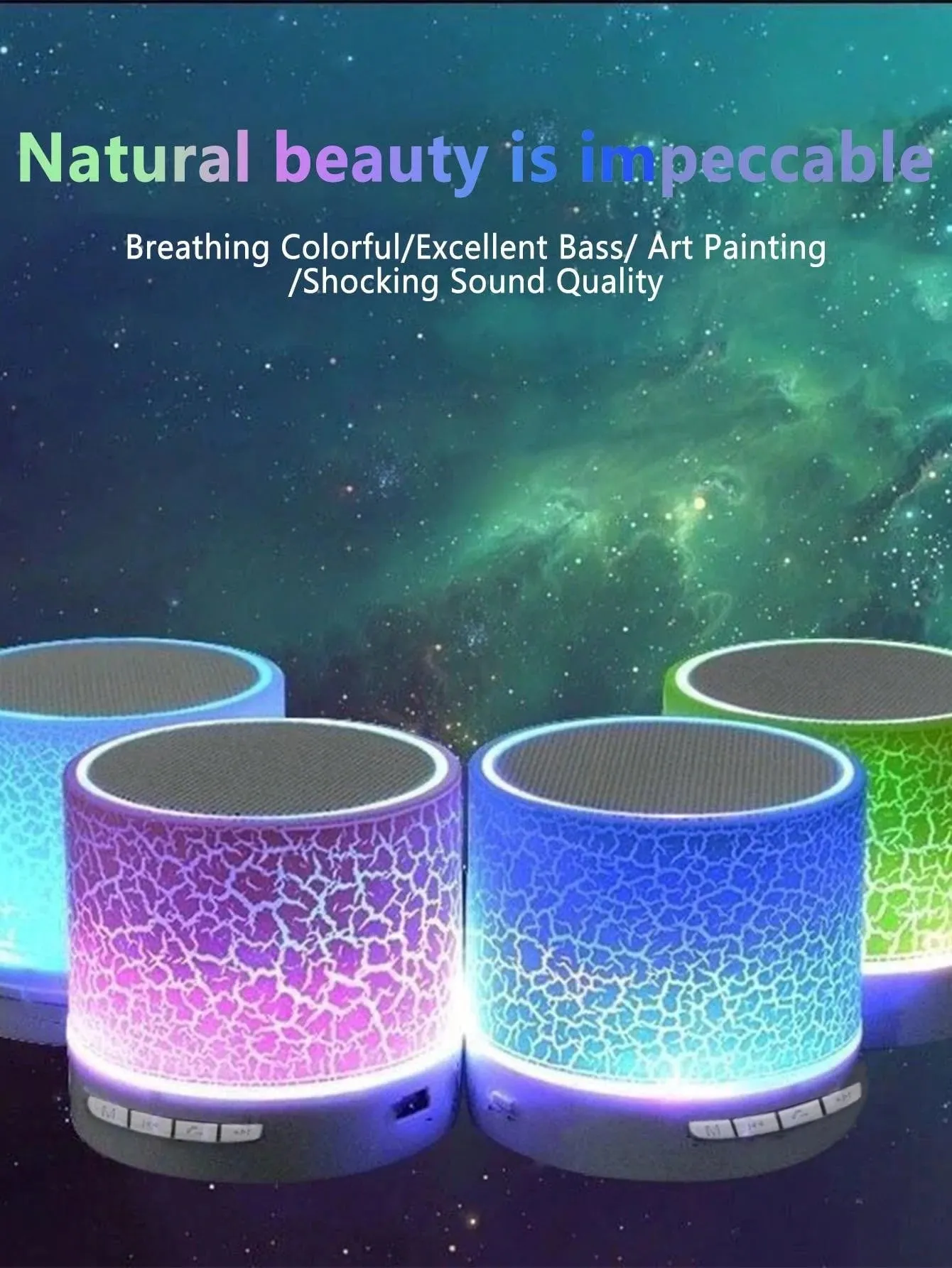 Wireless Mini Speaker with 7-Color LED Light