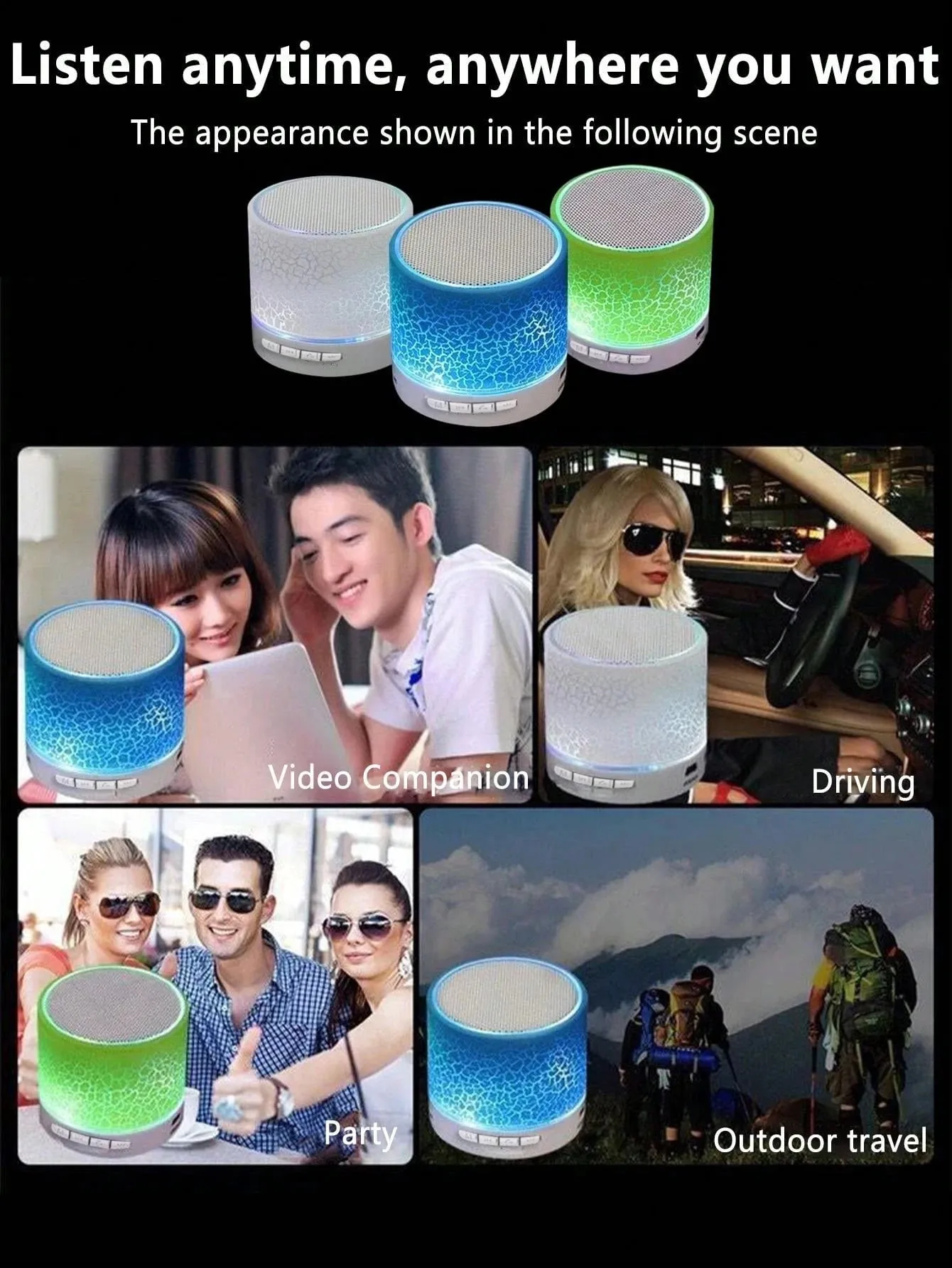 Wireless Mini Speaker with 7-Color LED Light