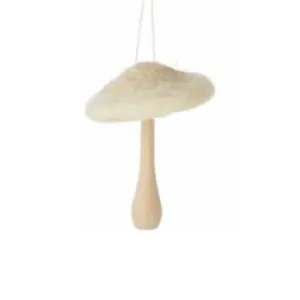 Wooden Mushroom and Felt Ornament (Wide)