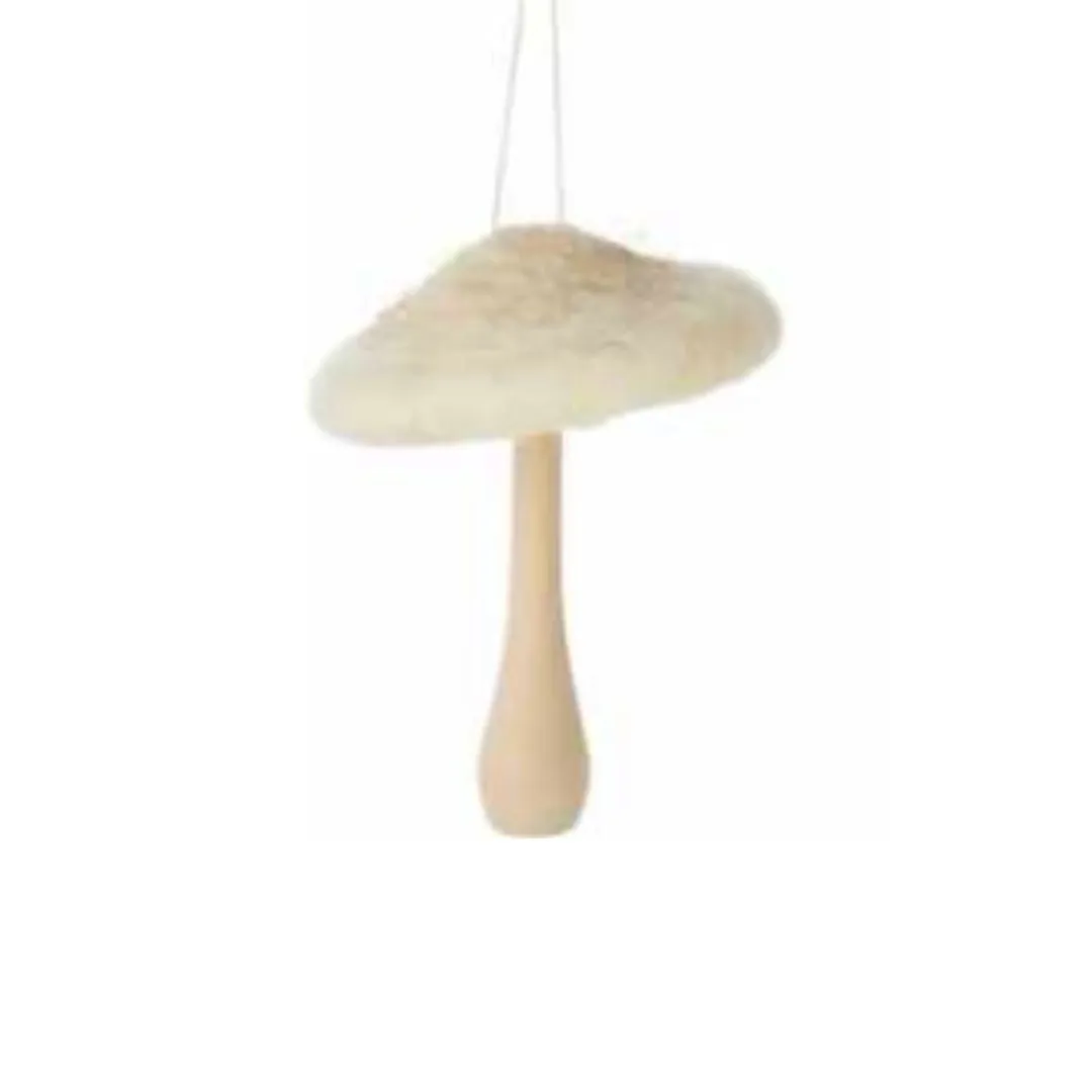 Wooden Mushroom and Felt Ornament (Wide)